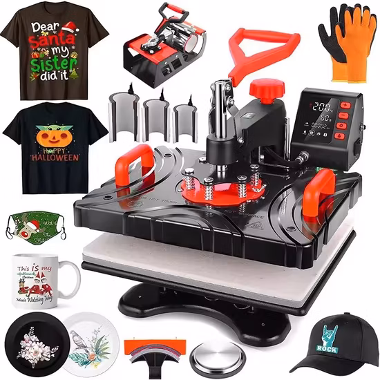 Multifunctional 8 in 1 Combo Heat Press Machine T-Shirt Digital Transfer Sublimation